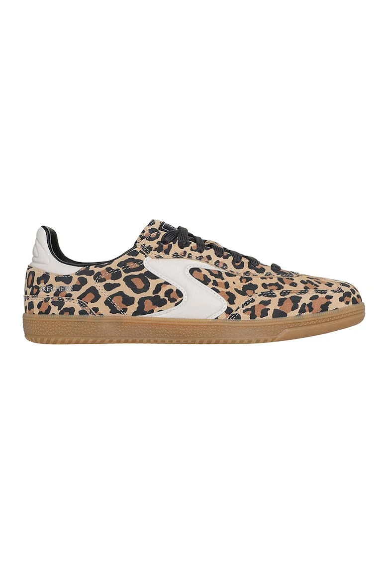 Pantofi sport din piele cu model animal print Hotshot, Negru/Maro nisip/Alb murdar