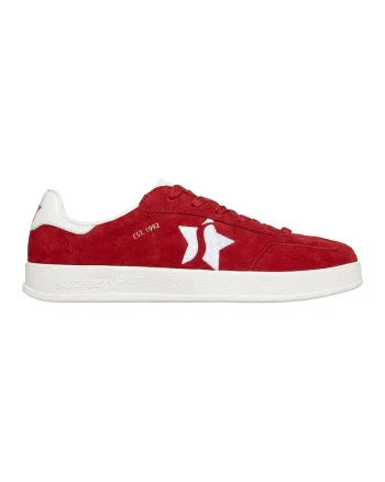 Pantofi sport din piele intoarsa cu garnitura din material sintetic Academy Court Charm, Rosu/Alb