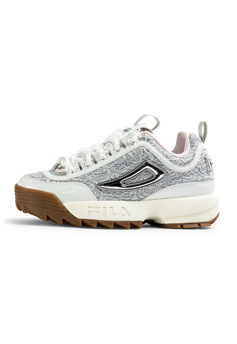 Pantofi sport cu piele intoarsa Disruptor, Alb murdar/Argintiu