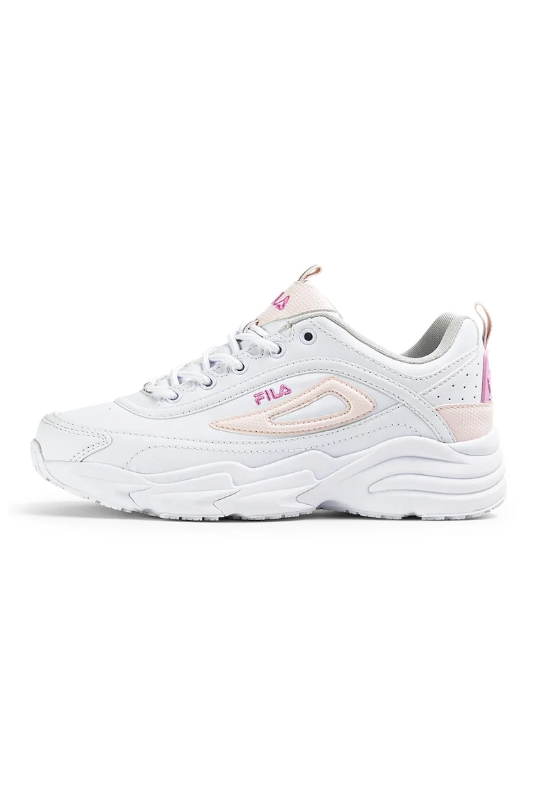 Pantofi sport demi-wedge din piele ecologica Skye, Alb/Roz pal