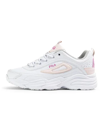 Pantofi sport demi-wedge din piele ecologica Skye, Alb/Roz pal