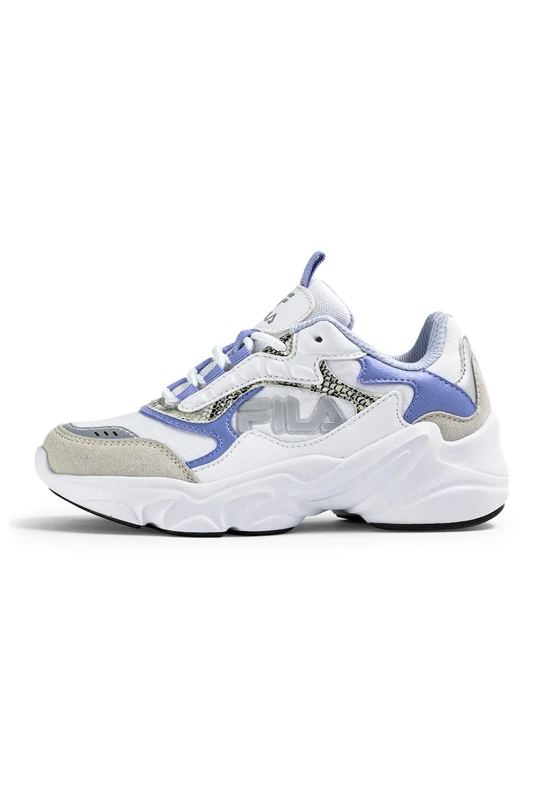 Pantofi sport cu piele intoarsa sintetica Collene, Alb/Albastru lavanda/Gri