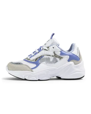 Pantofi sport cu piele intoarsa sintetica Collene, Alb/Albastru lavanda/Gri