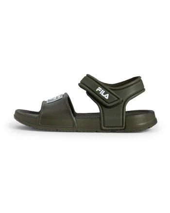 Sandale cu inchidere velcro si logo Fiori, Verde masliniu