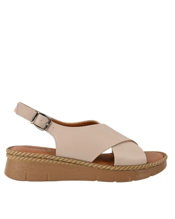 Sandale casual, dama,  KL60020A bej, piele naturala, Roz