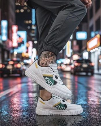 Adidasi barbati albi cu verde 93