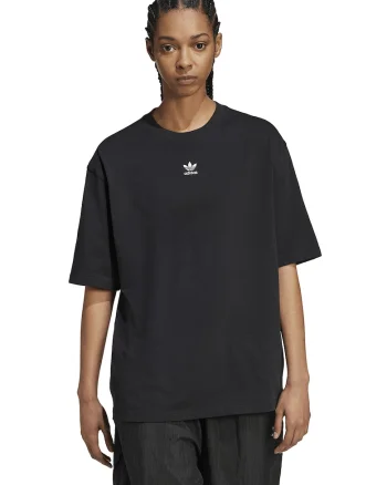Tricou supradimensionat cu logo pe piept Essentials, Alb/Negru stins