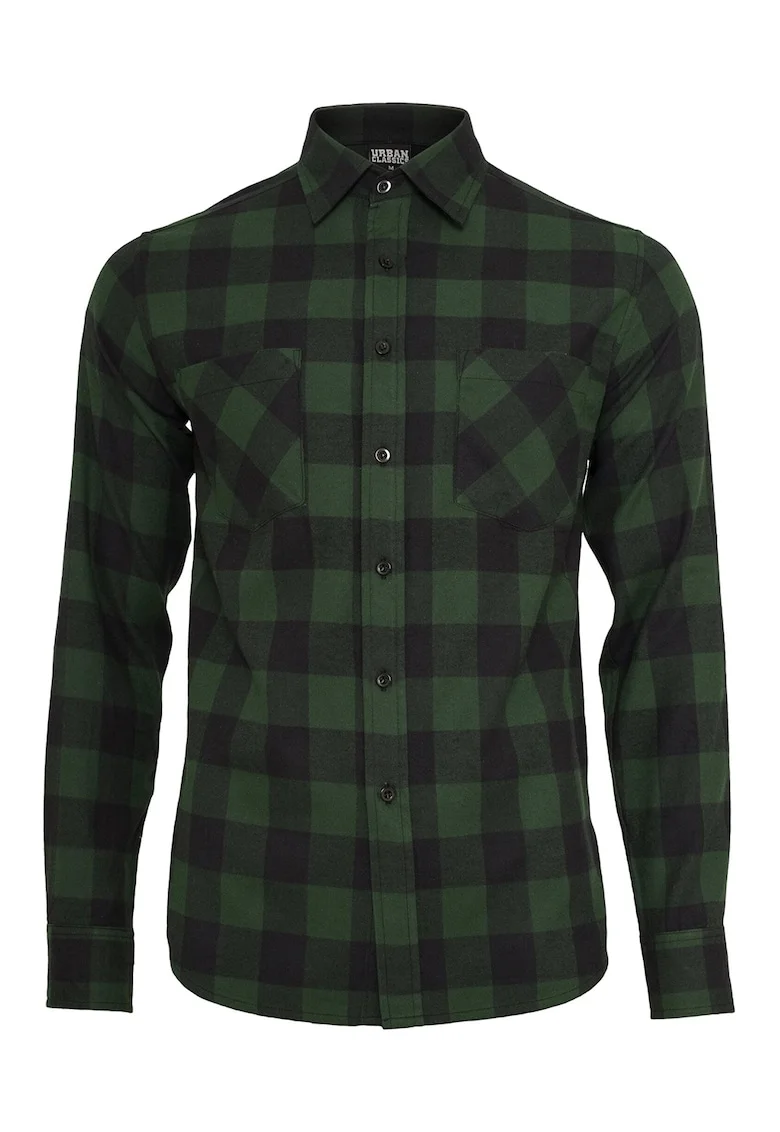 Camasa regular-fit din flanel cu model in carouri, Negru/Verde inchis