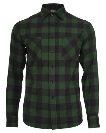 Camasa regular-fit din flanel cu model in carouri, Negru/Verde inchis