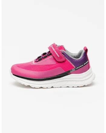 Pantofi sport cu insertii din plasa si velcro, Fucsia