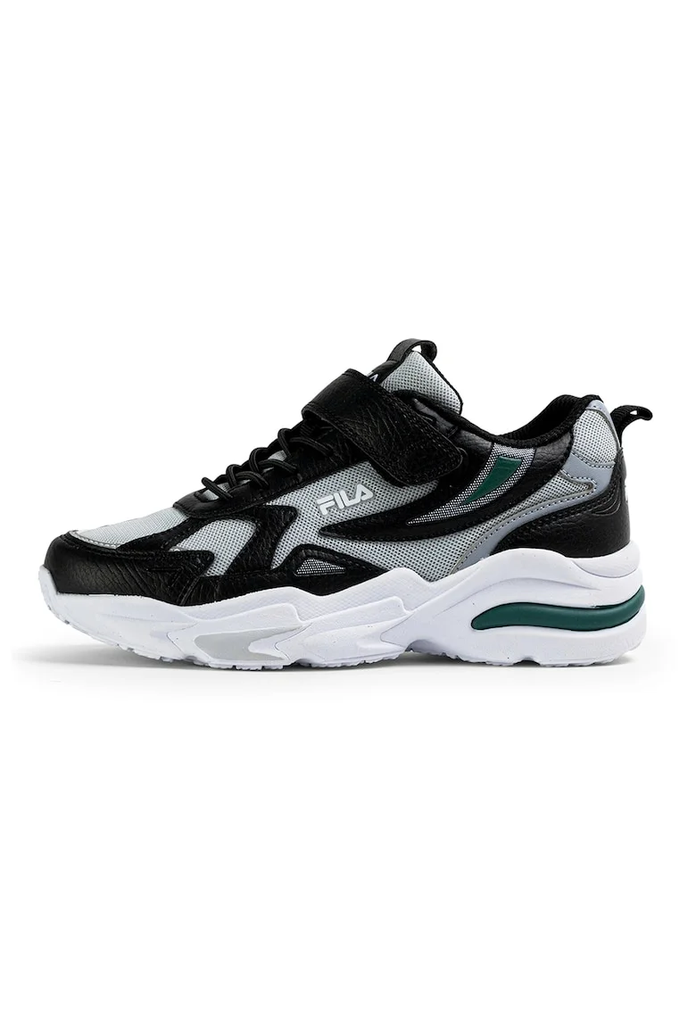 Pantofi sport cu insertii de plasa si velcro Madrun, Negru/Verde pal/Verde englez