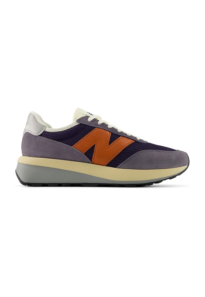 Pantofi sport 370 din piele intoarsa cu logo, Portocaliu stins/Violet prafuit/Ametist