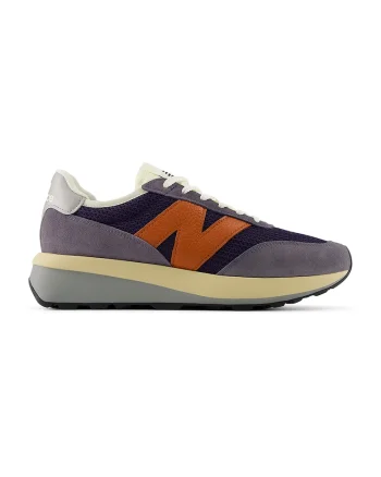 Pantofi sport 370 din piele intoarsa cu logo, Portocaliu stins/Violet prafuit/Ametist