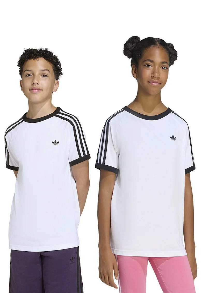 Tricou cu maneci raglan 3Stripe, Negru/Alb optic