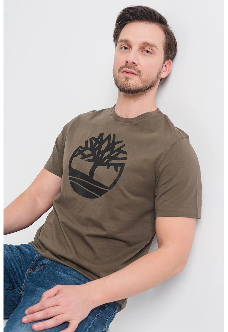 Tricou de bumbac cu logo Kennebec River Tree, Kaki
