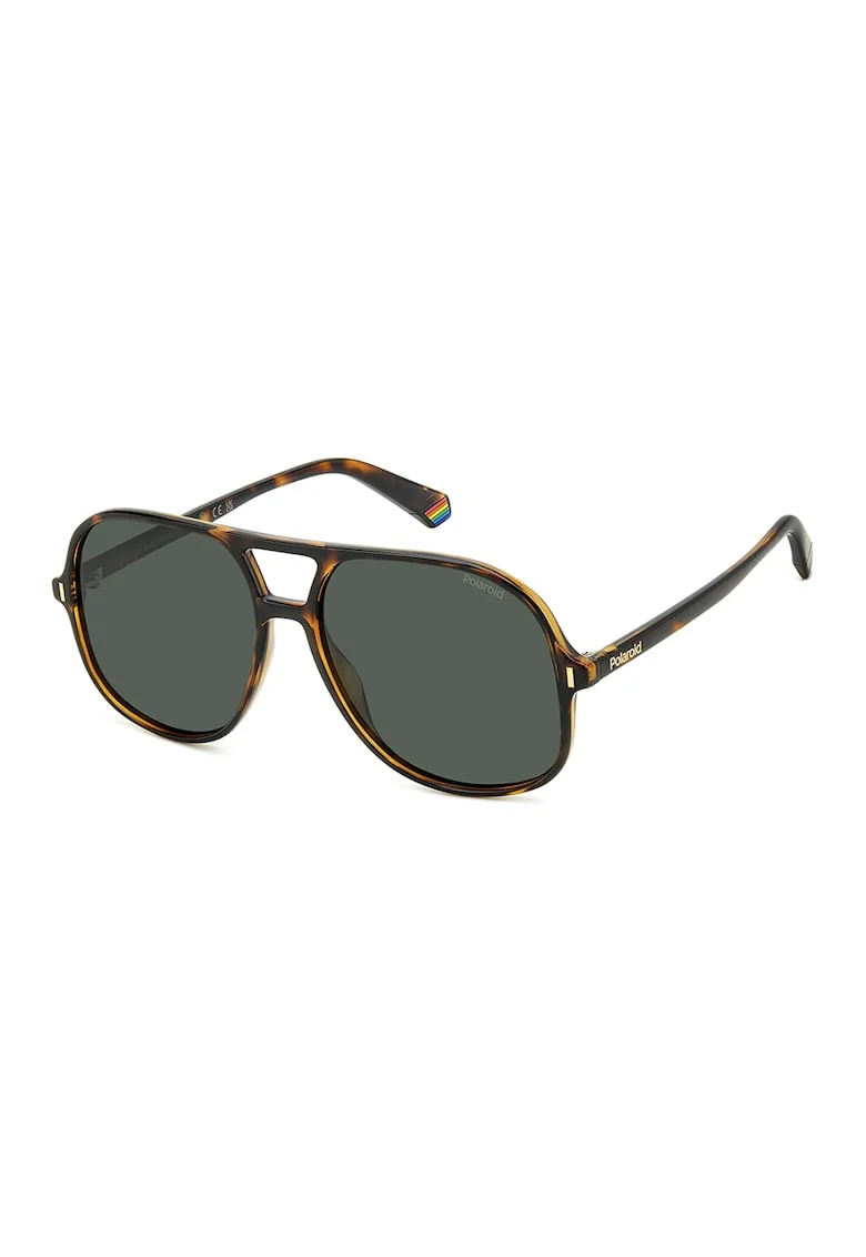 Ochelari de soare aviator unisex cu lentile polarizate, Maro inchis/Maro deschis/Gri antracit
