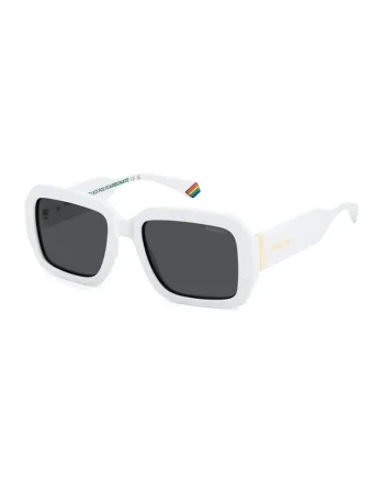 Ochelari de soare unisex polarizati, Alb/Auriu