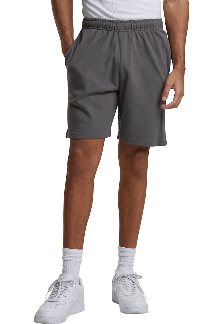 Pantaloni scurti de bumbac cu buzunare laterale, Gri inchis