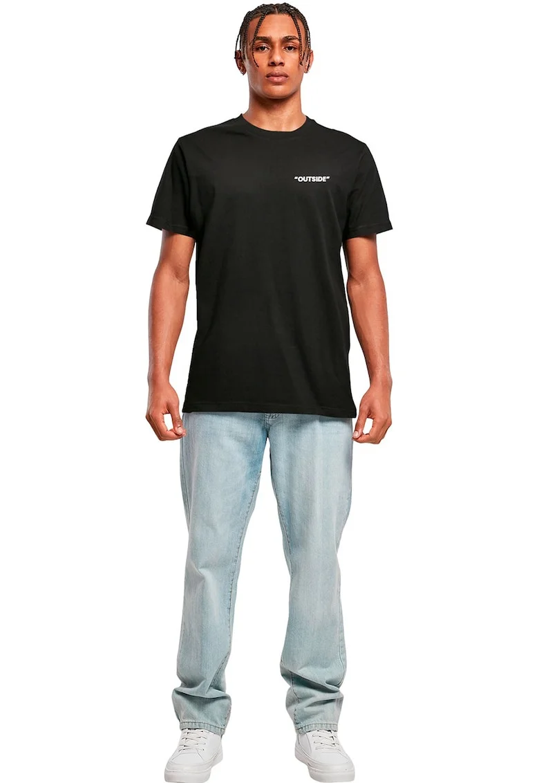 Tricou din bumbac cu imprimeu text, Negru