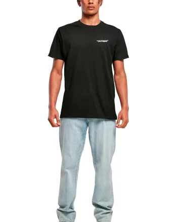 Tricou din bumbac cu imprimeu text, Negru