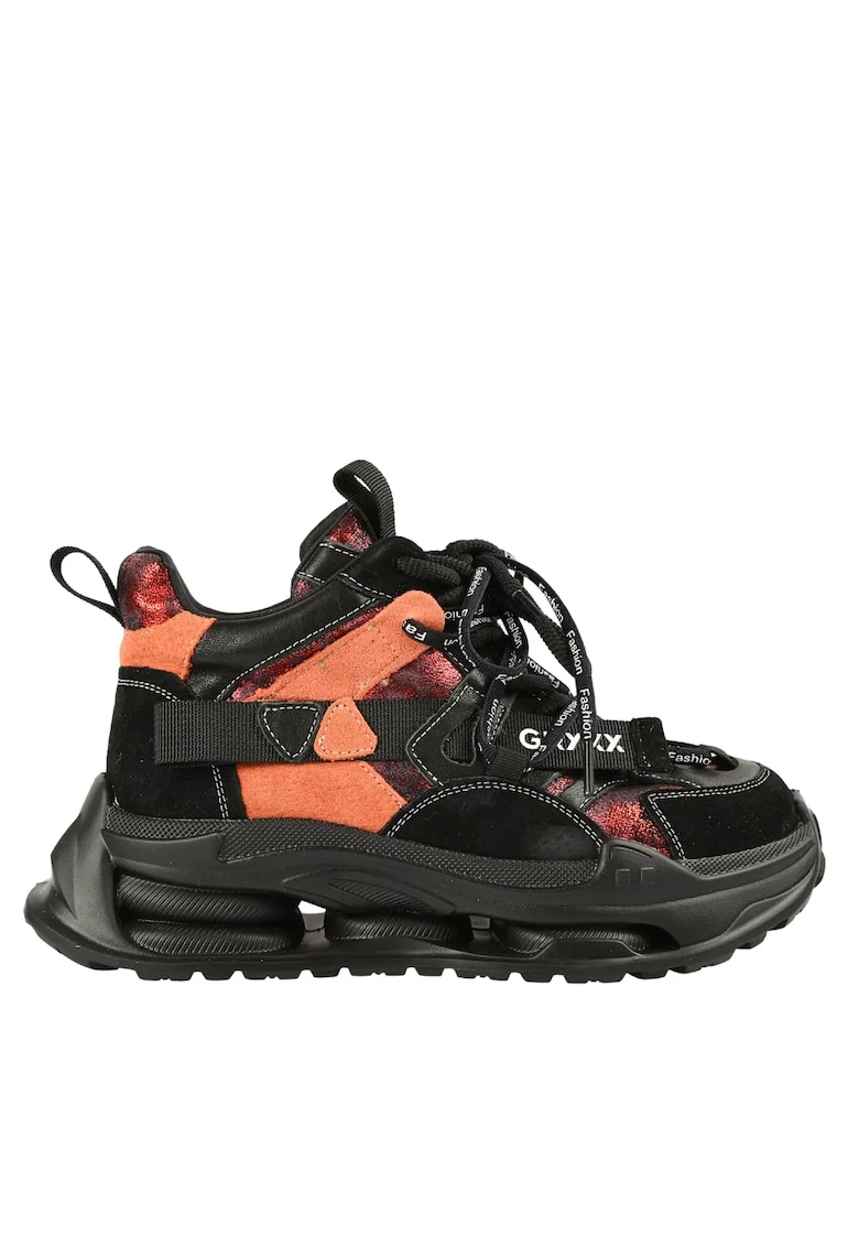 Pantofi sport, dama,  36889A negru, piele intoarsa, Negru