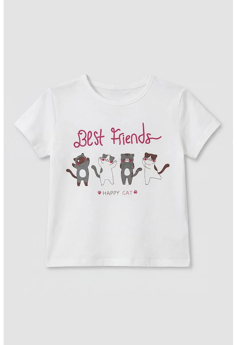 Tricou regular fit de bumbac, Alb/Violet tyrian/Gri inchis
