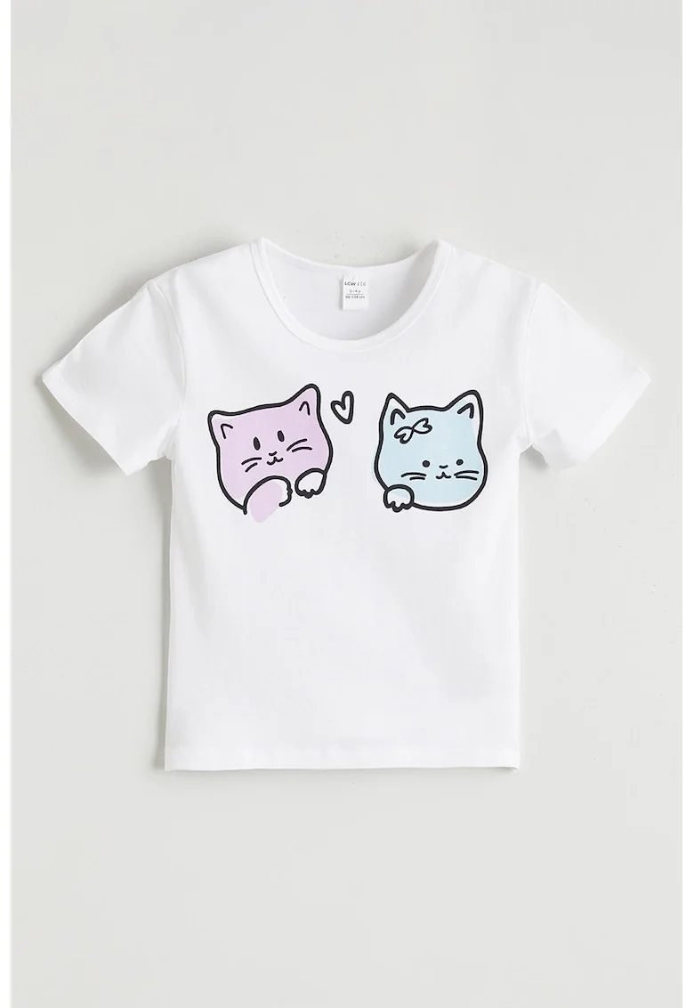 Tricou regular fit de bumbac, Alb/Lila/Albastru deschis