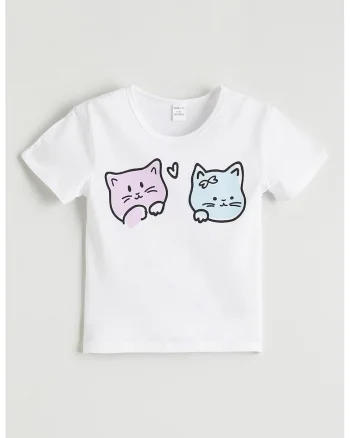 Tricou regular fit de bumbac, Alb/Lila/Albastru deschis