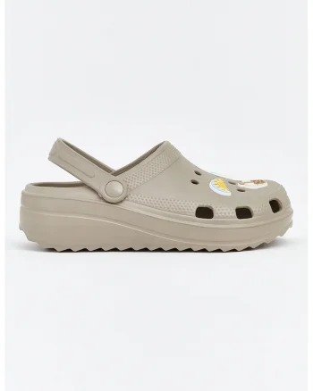 Saboti slingback cu perforatii, Maro taupe deschis