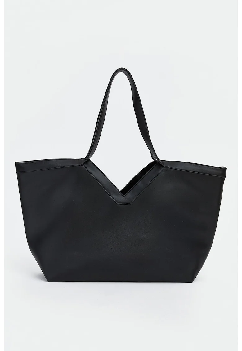 Geanta shopper de piele ecologica, Negru