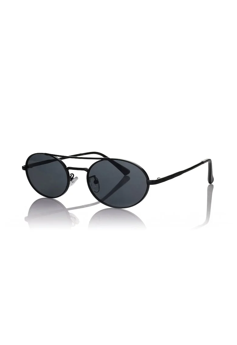 Ochelari de soare aviator cu lentile ovale si model unisex, Negru