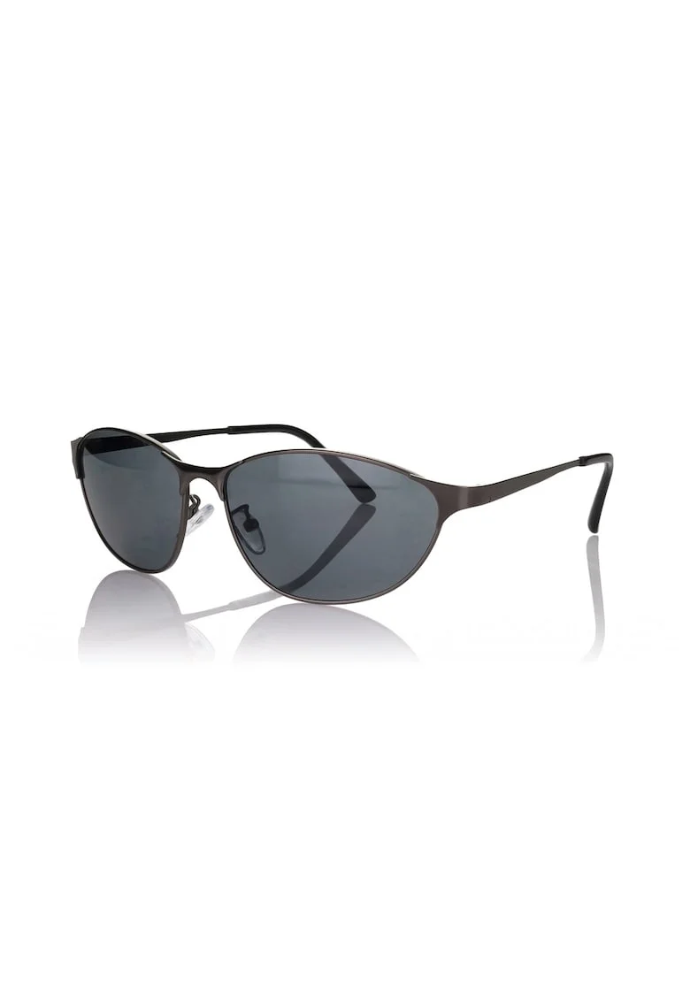 Ochelari de soare ovali cu lentile uni si model unisex, Negru