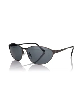 Ochelari de soare ovali cu lentile uni si model unisex, Negru