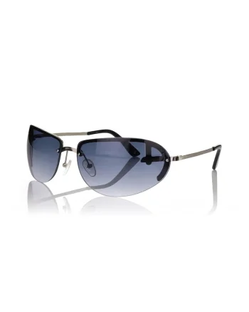 Ochelari de soare ovali cu model unisex, Negru/Argintiu
