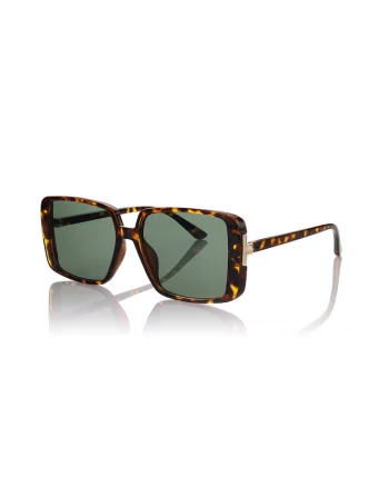 Ochelari de soare unisex cu lentile patrate si model tortoise, Galben pal/Maro pamantiu