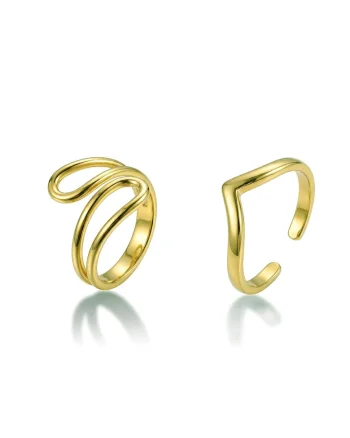 Set de inele placat cu aur de 18K - 2 piese, Auriu