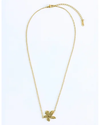 Colier placat cu aur de 18K, cu pandantiv in forma de floare, Auriu