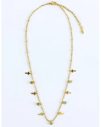 Colier placat cu aur de 18K, cu pandantive, Auriu