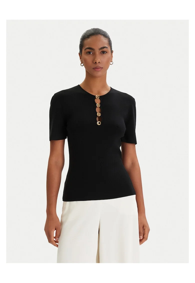 Bluza dama,  slim fit, negru, viscoza