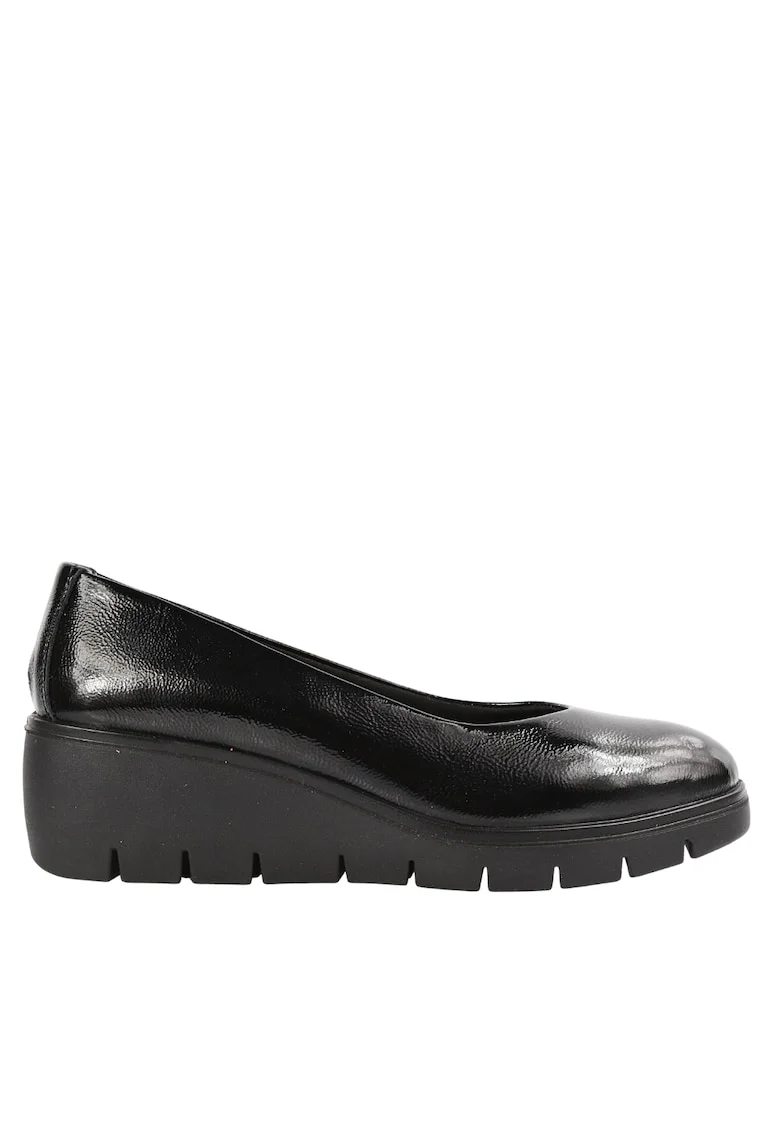 Pantofi casual, dama,  855440 negru, piele lacuita, platforma, Negru