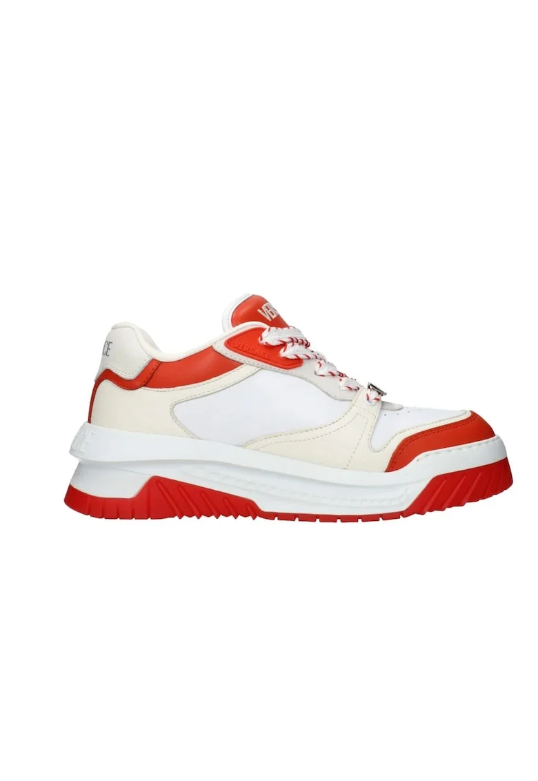 Sneakers  din piele naturala F82536, Rosu/Alb