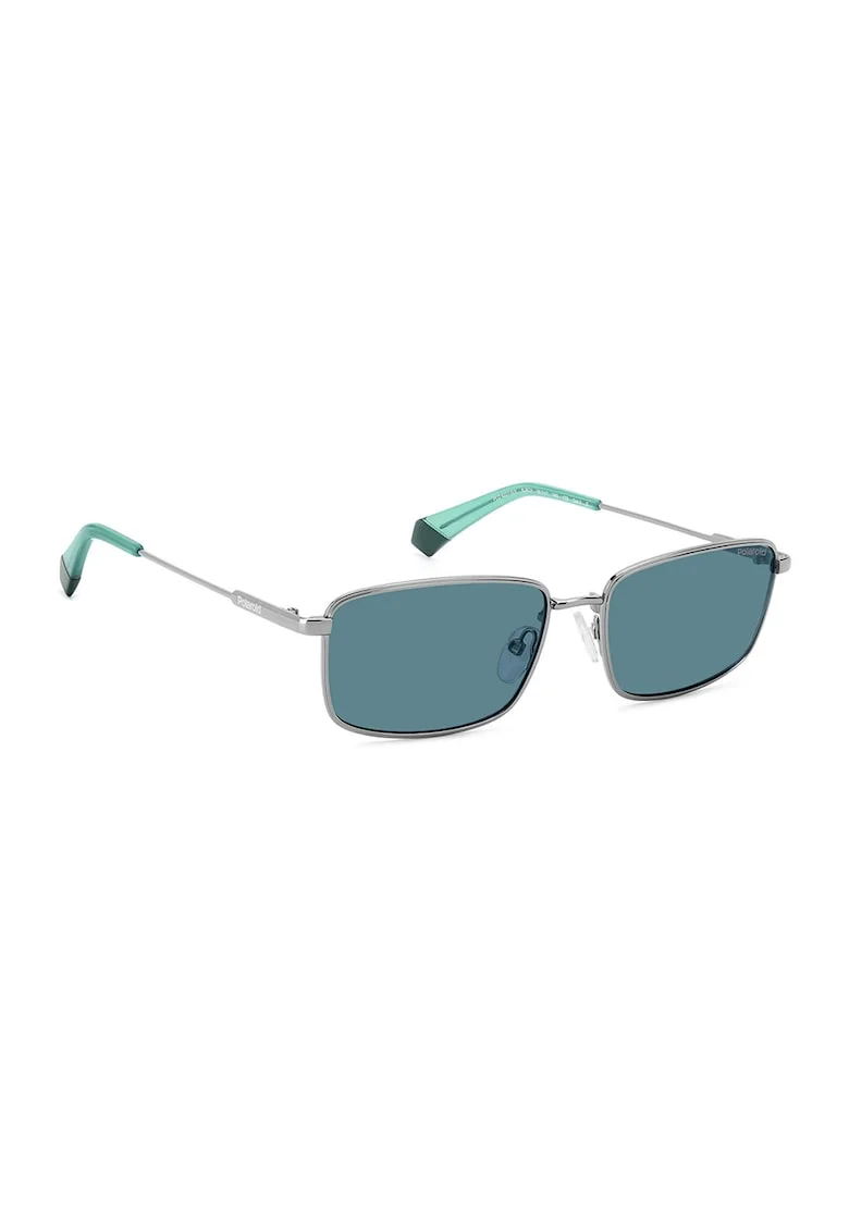 Ochelari de soare unisex polarizati cu rama metalica, Argintiu/Verde menta