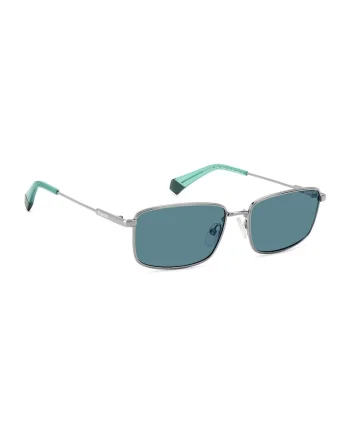 Ochelari de soare unisex polarizati cu rama metalica, Argintiu/Verde menta