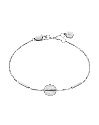 Bratara din otel inoxidabil decorata cu talismane Mother Of Pearl si zirconia, Argintiu