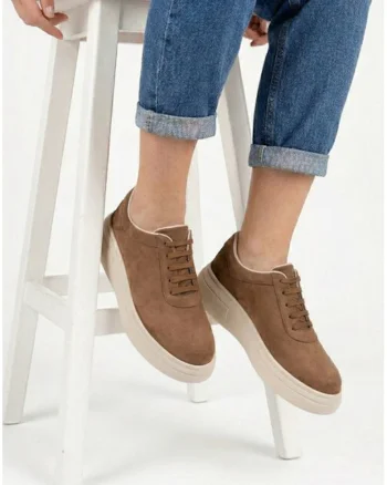 Pantofi dama maro din piele intoarsa - 31542, Maro deschis