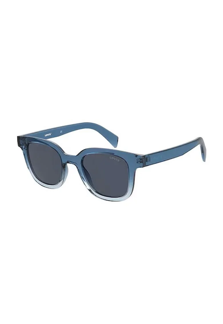 Ochelari de soare dreprunghiulari cu rama aspect in degrade si model unisex, Albastru petrol