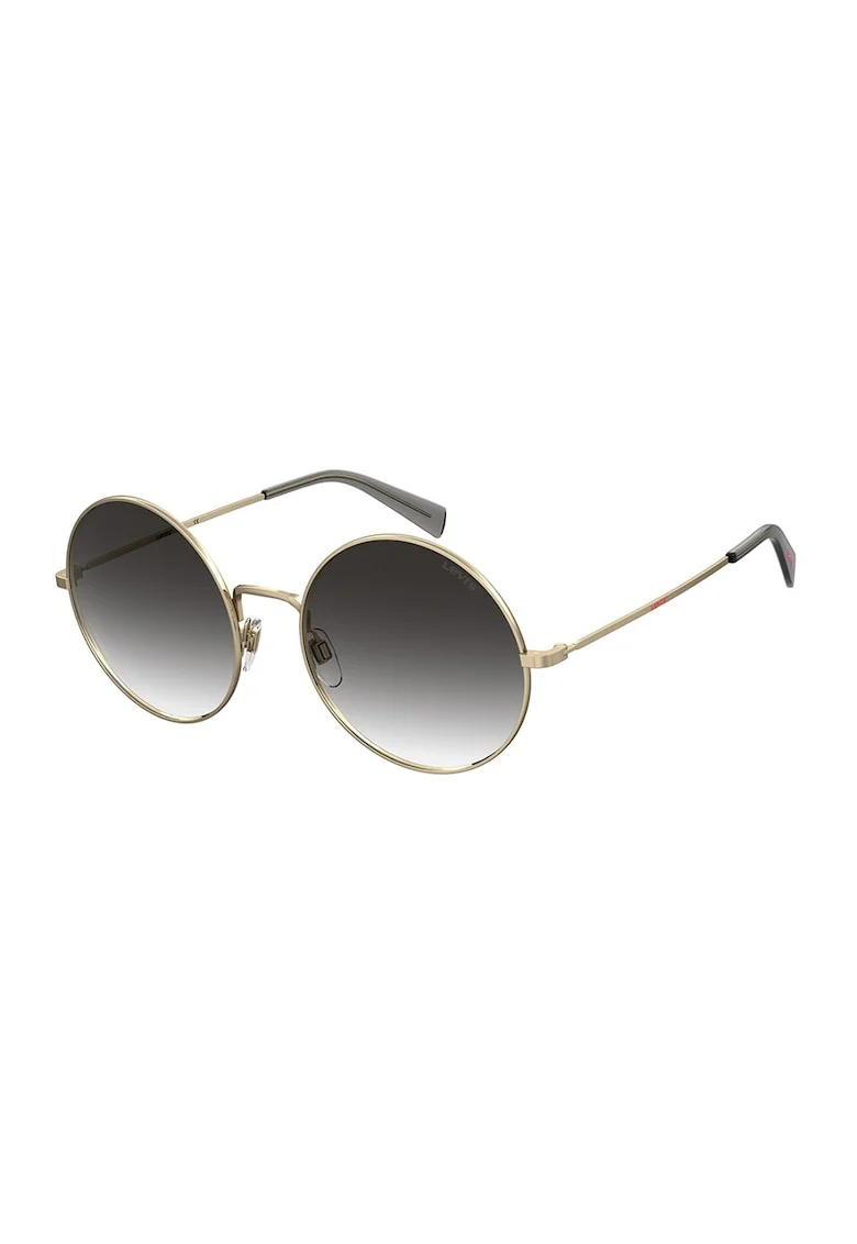 Ochelari de soare rotunzi cu lentile cu aspect in degrade, Auriu