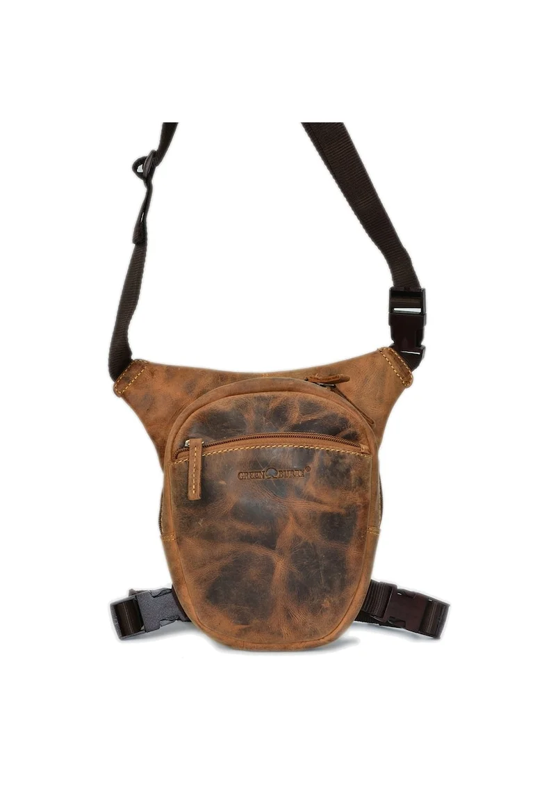 Borseta unisex piele naturala maro antichizat 26 x 24 cm, Vintage Biker,  Maro antichizat