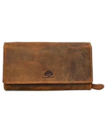 Portofel dama piele naturala maro antichizat 18.5 x 10.0 x 4.0 cm, Vintage,  Maro antichizat