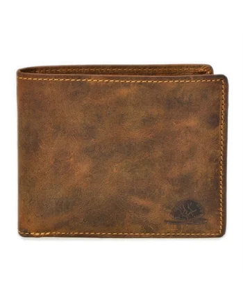Portofel barbati piele naturala maro antichizat 12 x 10 cm, Vintage,  Maro antichizat